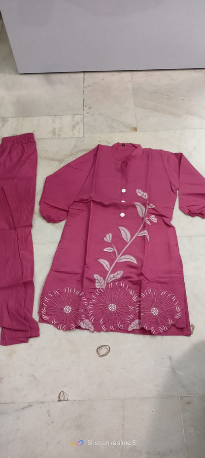 Elegant Rose Pink Chanderi Silk Embroidered Co-Ord Set