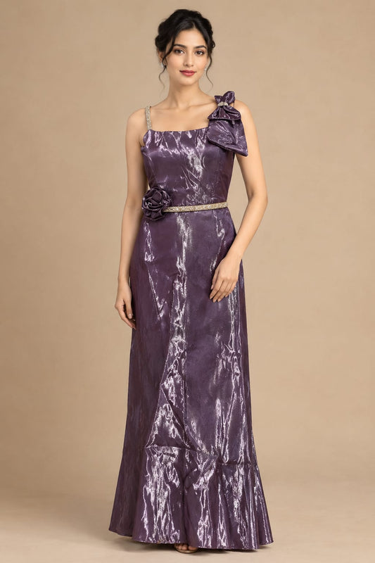 Lavender Chinon Silk Gown