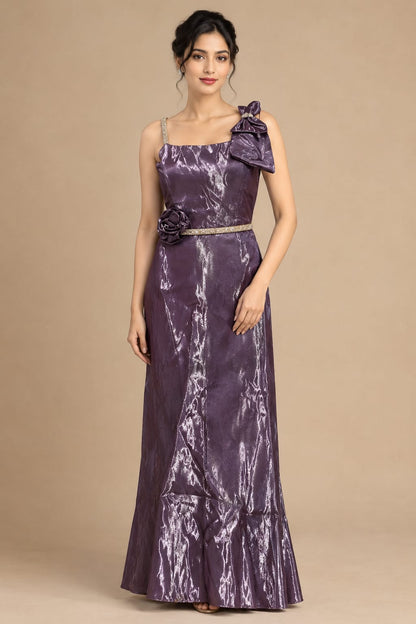 Lavender Chinon Silk Gown